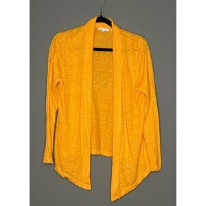 Chico's 100% Linen Orange Open Front Long Sleeve Cardigan Sweater